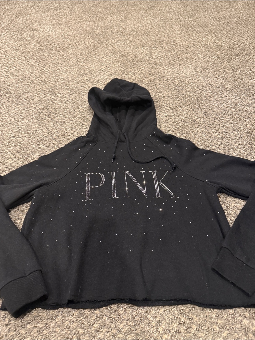 PINK Victoria's Secret Black bling crop hoodie